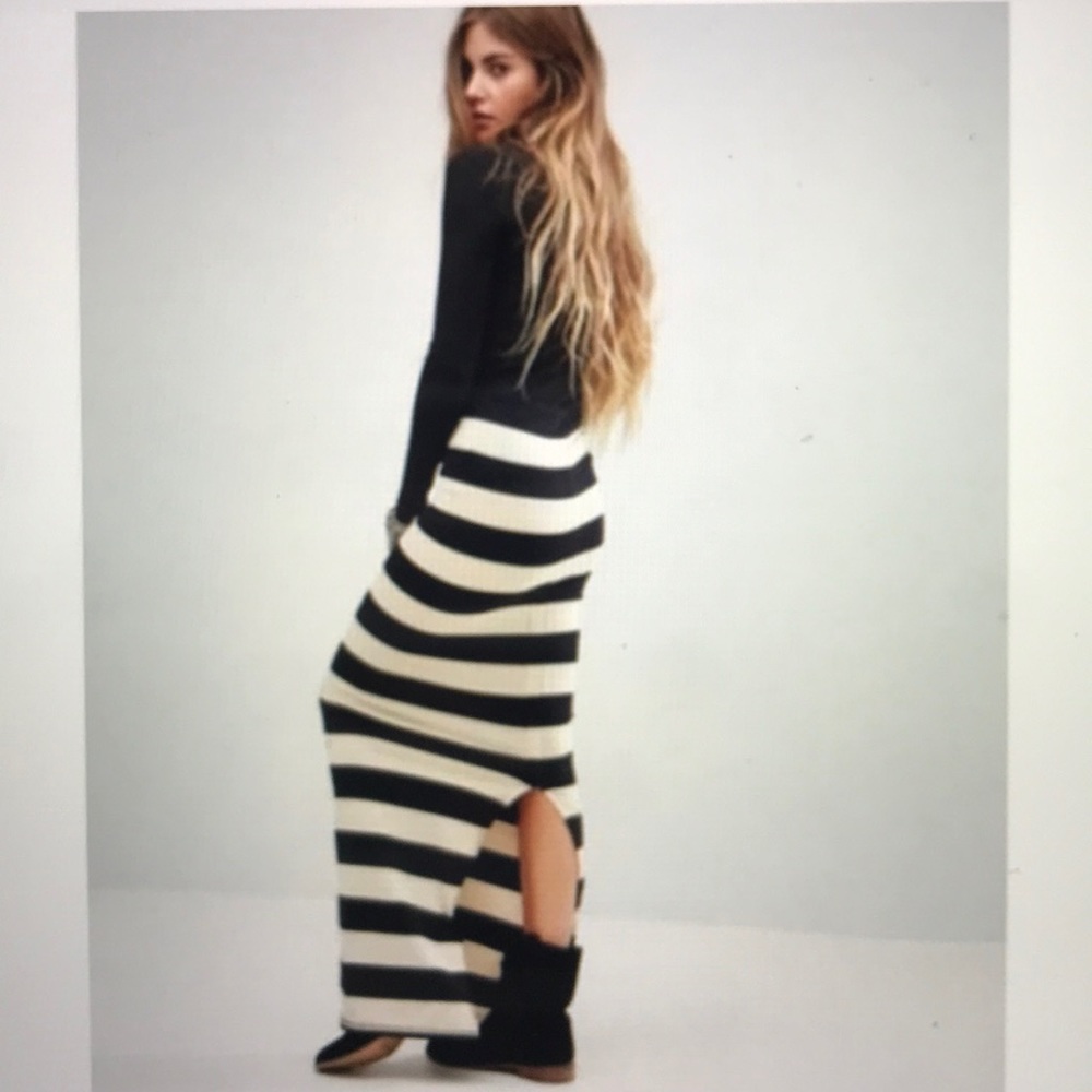 Free People rugby black & tan maxi skirt